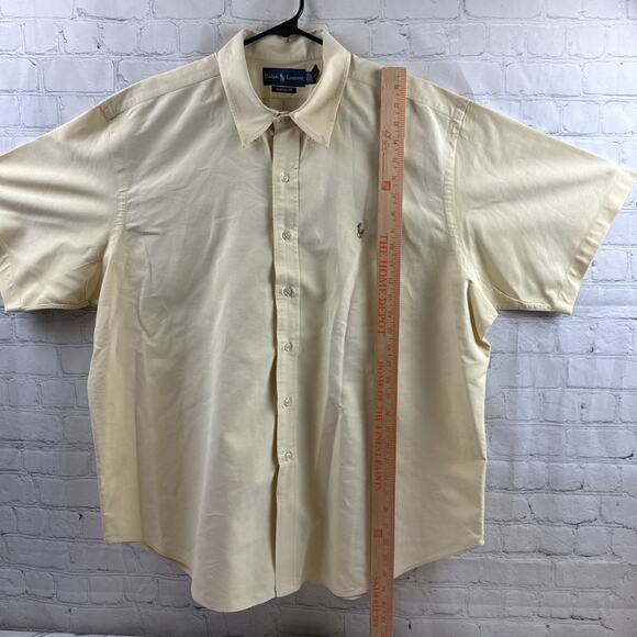 Polo Ralph Lauren Blake Cotton Button Up Shirt Mens Size XXL Yellow Short Sleeve - Picture 4 of 12